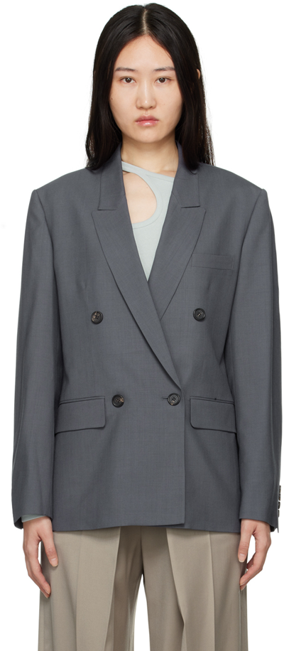 Low Classic Gray Double-breasted Blazer In Grey