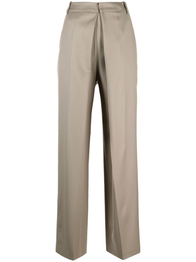 Low Classic Taupe Pleated Trousers In Grey