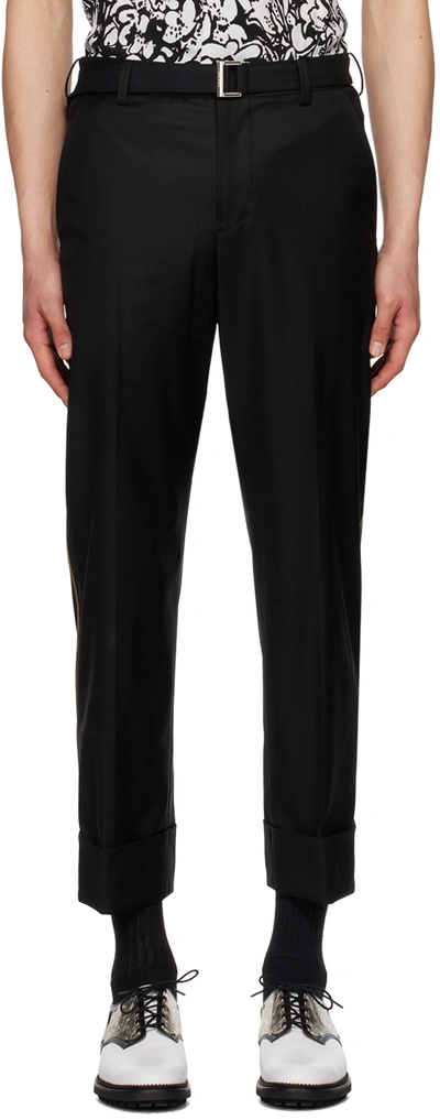 Sacai Belted Wide-leg Trousers In 001 Black