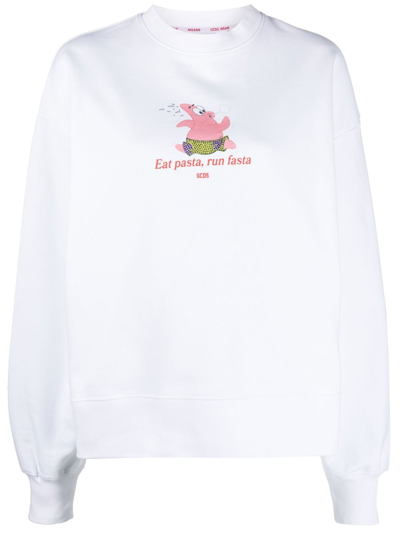 Gcds Sweatshirt Spongebob Patrick Eat Pasta In White