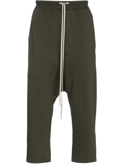 Rick Owens Drkshdw Cropped Track Trousers With Drop Crotch In Black