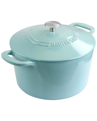 Martha Stewart Enameled Cast Iron 7qt Dutch Oven With Lid In Blue