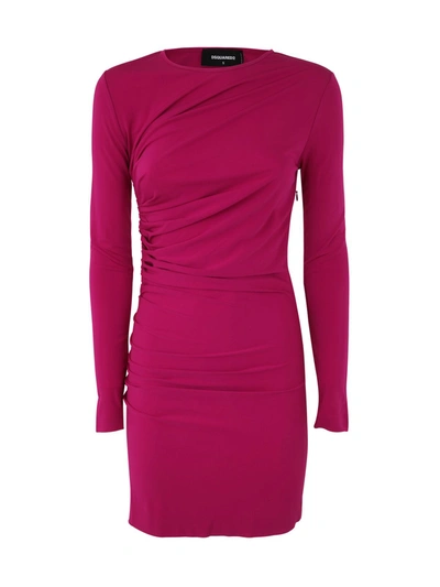 Dsquared2 Fuchsia Ruffled Mini Dress In Fuxia