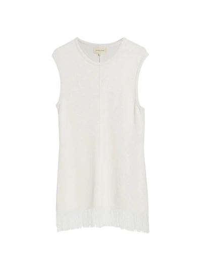 Loulou Studio Sleeveless Tunic Top With Fringed Trim In Ivory