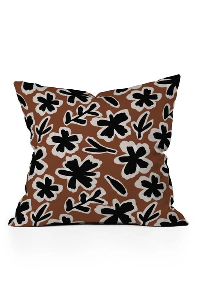 Deny Designs Alisa Galitsyna Black Florals Throw Pillow In Multi