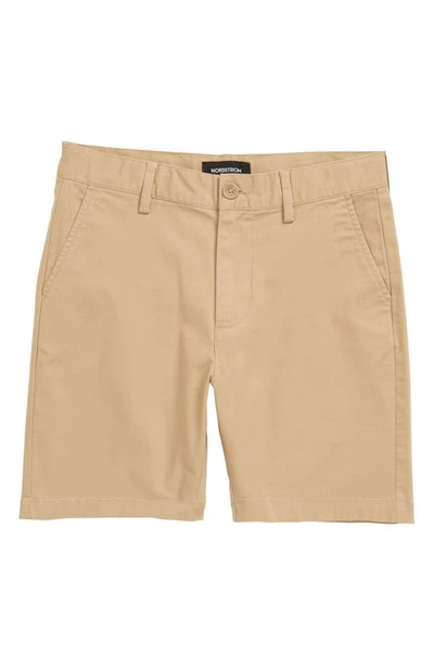 Nordstrom Kids' Slim Straight Leg Chino Shorts In Tan Stock