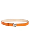 Versace Medusa Leather Belt In Orange/ Palladium