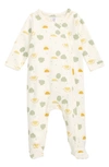 Nordstrom Babies' Print Cotton Footie In Ivory Egret Sunny Days