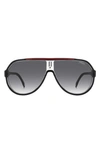 Carrera Eyewear 64mm Oversize Gradient Aviator Sunglasses In Black Red/ Grey Shaded
