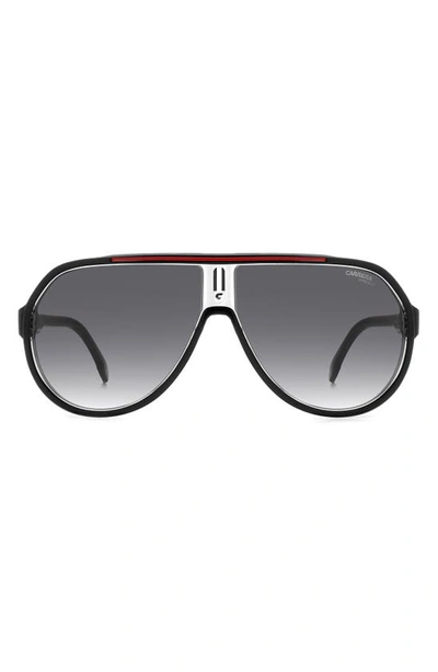 Carrera Eyewear 64mm Oversize Gradient Aviator Sunglasses In Black Red/ Grey Shaded