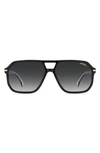 Carrera Eyewear 59mm Rectangular Sunglasses In Black/ Grey Shaded