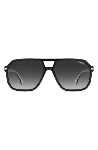 Carrera Eyewear 59mm Rectangular Sunglasses In Black/ Grey Shaded