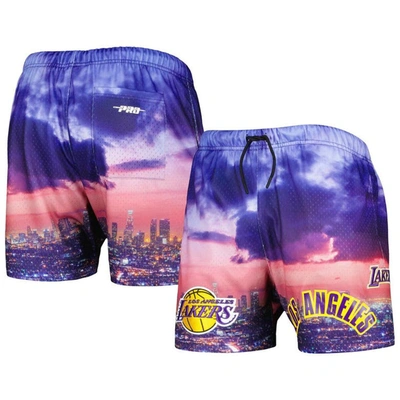 Pro Standard Los Angeles Lakers Cityscape Shorts In Purple