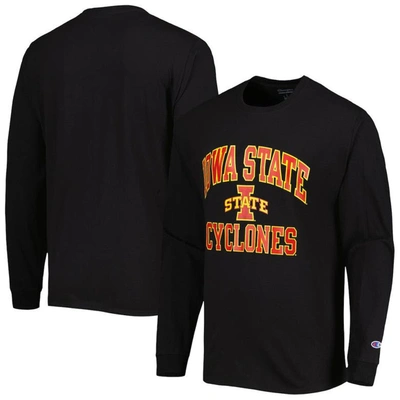 Champion Black Iowa State Cyclones High Motor Long Sleeve T-shirt In Navy