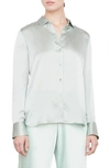 Vince Slim Fit Stretch Silk Blouse In Glass