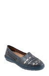 Trotters Rory Woven Flat In Navy/ Silver