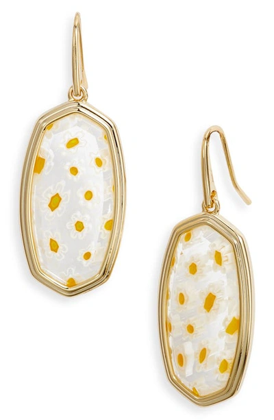 Kendra Scott Elle Frame Drop Earrings In White Mosaic