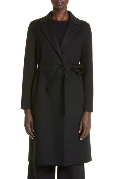 Max Mara Pauline Belted Virgin Wool Coat In Black