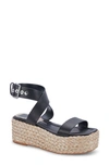 Dolce Vita Cannes Espadrille Platform Sandal In Black Leather