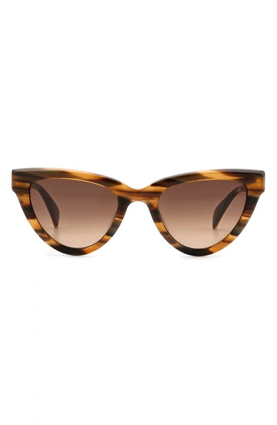 Rag & Bone 52mm Cat Eye Sunglasses In Brown Horn/ Brown Gradient