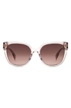 Rag & Bone 56mm Gradient Polarized Square Sunglasses In Beige/ Brown Gradient