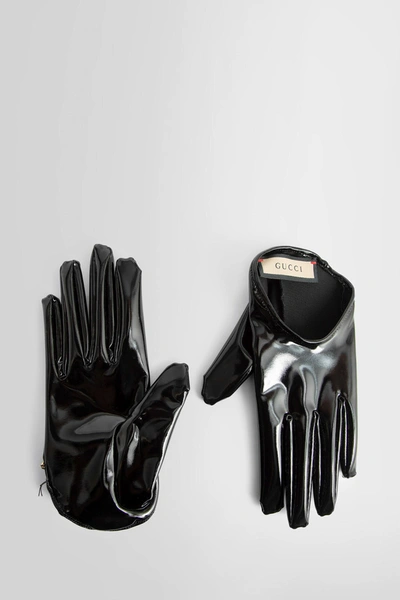 Gucci black GG logo macramé lace gloves