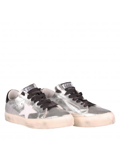 Golden Goose Silver Quilted May Low Sneakers In Silver - Black | ModeSens