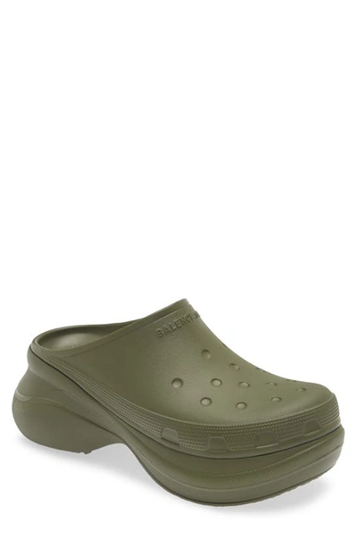 Balenciaga Khaki Crocs Edition Mules In Kaki