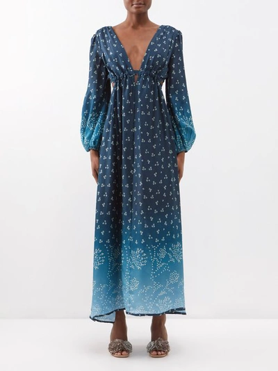 Hannah Artwear Emery Shibori Silk Tie-back Maxi Dress In Multi