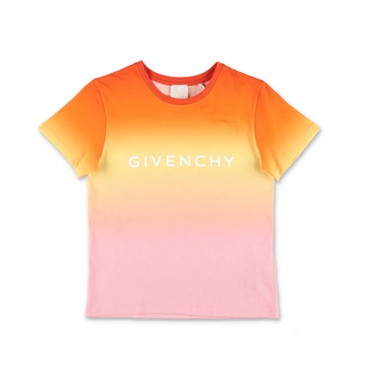 Givenchy Kids' Multicolor T-shirt For Girl With Logo In Orange