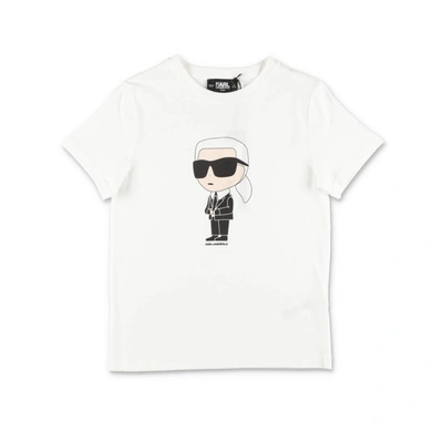 Karl Lagerfeld Kids' White T-shirt For Girl With Print And Logo