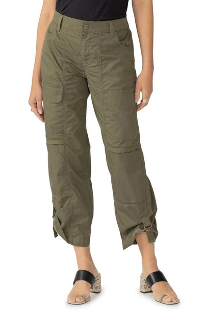 Sanctuary Cali Straight Leg Crop Cargo Trousers In Mossy Green