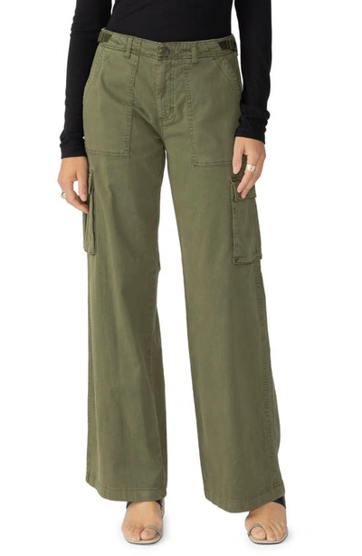 Sanctuary Reissue Wide Leg Cargo Trousers In Mossy Green