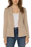 Liverpool Los Angeles Fitted Open Front Twill Blazer In Biscuit Tan