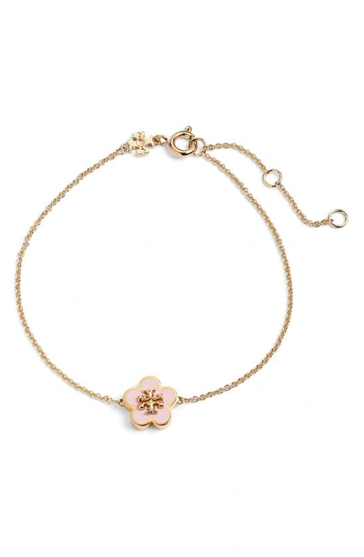 Tory Burch Kira Enamel Flower Bracelet In Yellow/gold