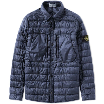 Stone Island Garment Dyed Micro Down Shirt Jacket In Blue