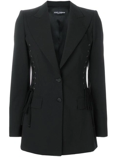 Dolce & Gabbana Lace Up Sides Blazer In Black