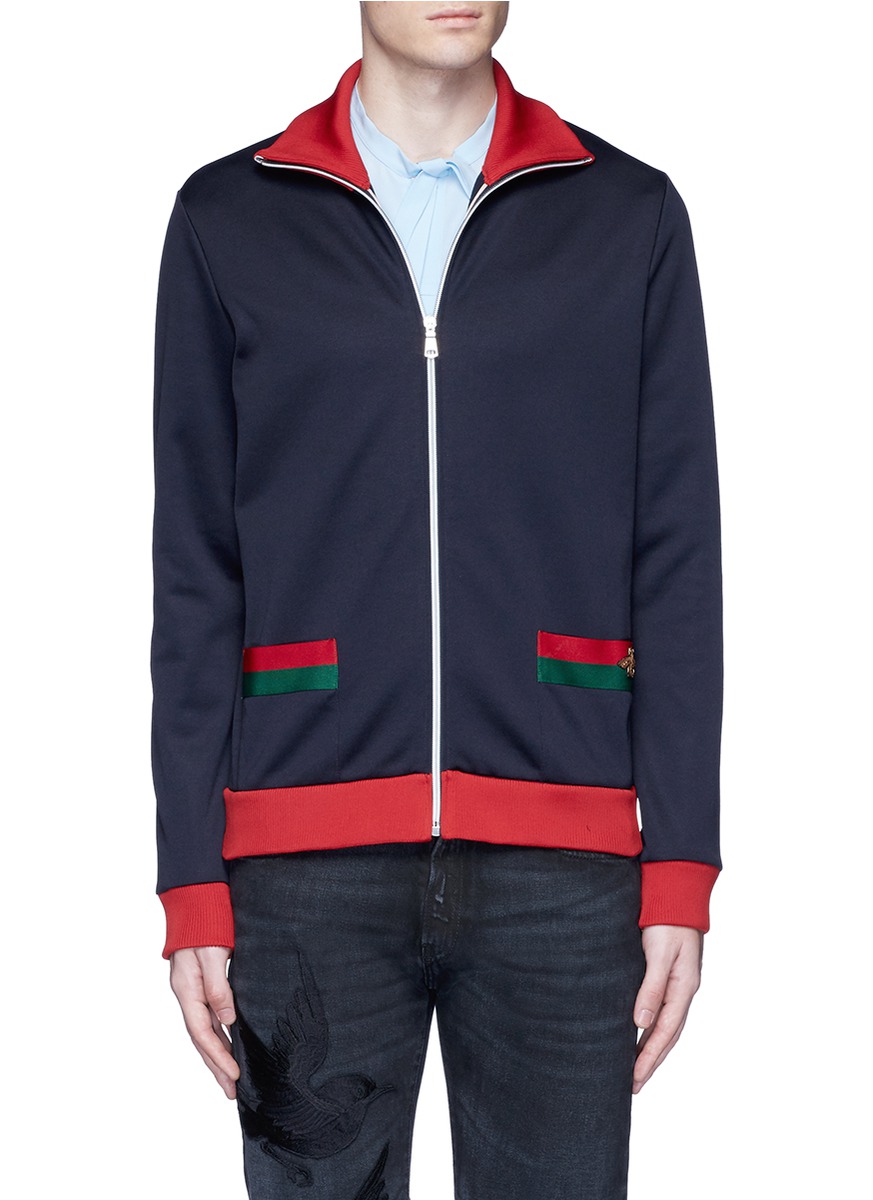 Gucci Bee Embroidery Track Jacket | ModeSens