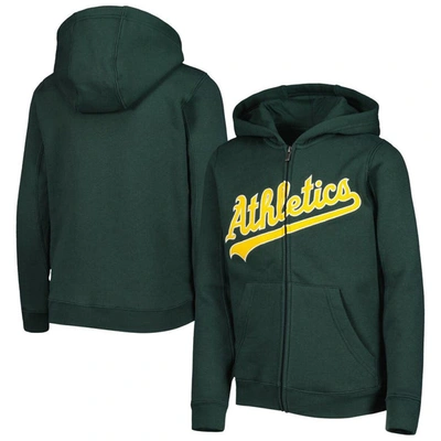 Outerstuff Kids' Youth Green Oakland Athletics Wordmark Full-zip Fleece Hoodie