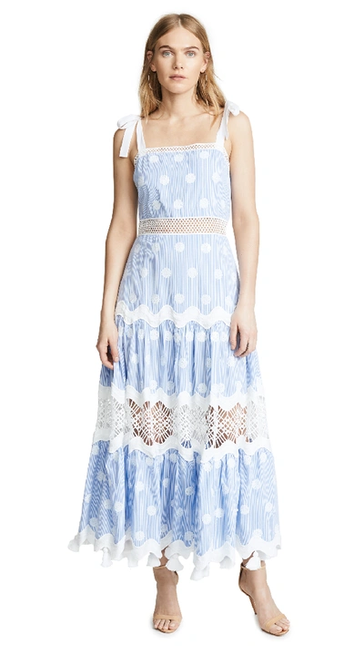 Alexis Ada Striped Embroidered Maxi Dress In Blue | ModeSens