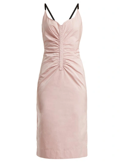 N°21 Sleeveless Ruched Duchess Satin Slip Cocktail Dress In Pink