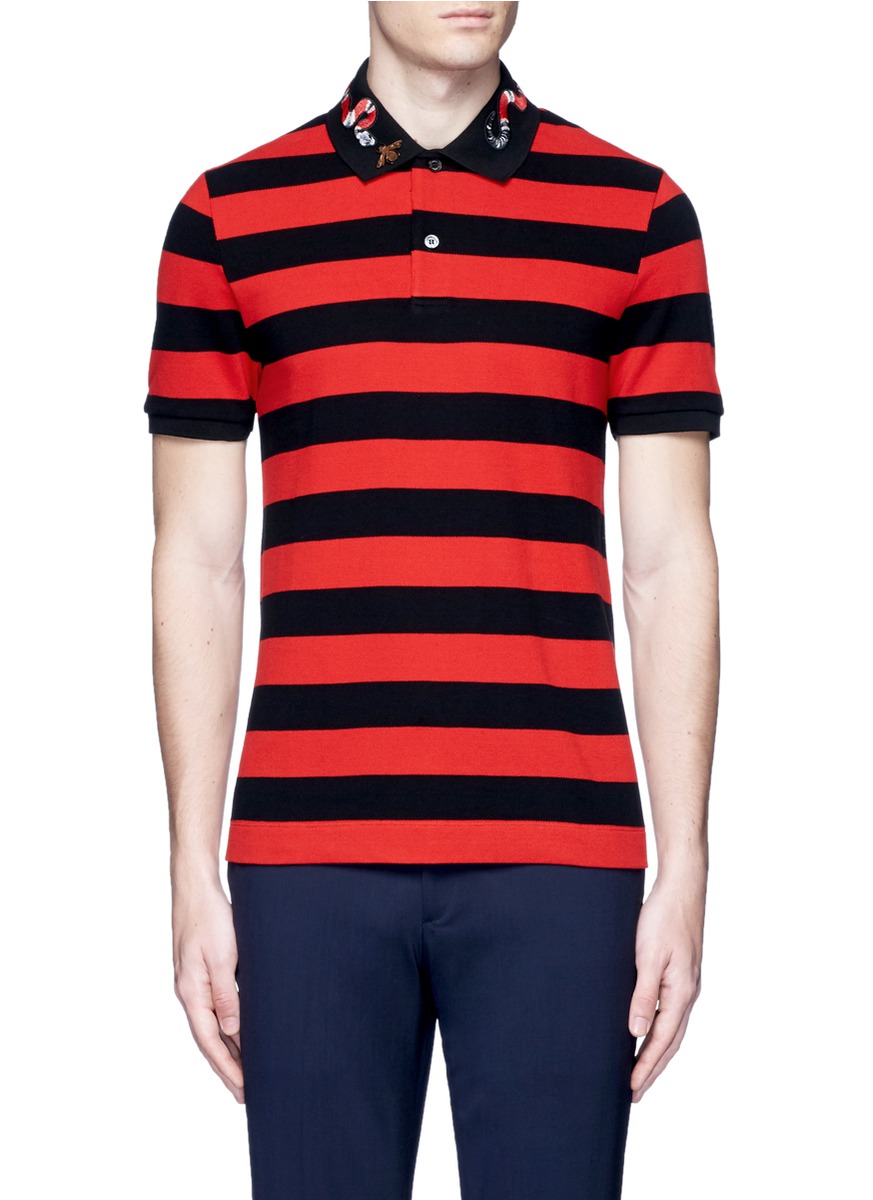 red gucci stripe polo shirt