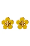 Tory Burch Kira Enamel Flower Stud Earring In Gold