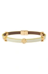 Tory Burch Eleanor Leather Bracelet In Gold New Ivory
