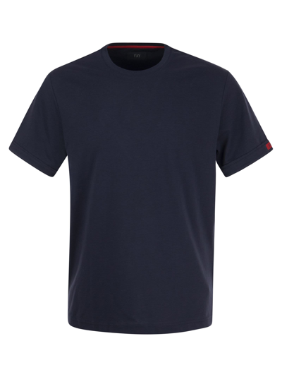 Fay Short-sleeved Crew-neck T-shirt In Dark Blue