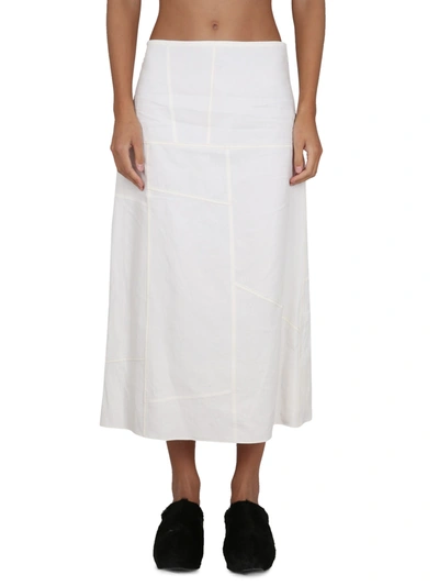 Jil Sander Cotton Skirt In White