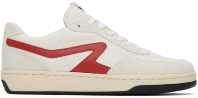 Rag & Bone Retro Court Suede-trimmed Leather Sneakers In Off White Red