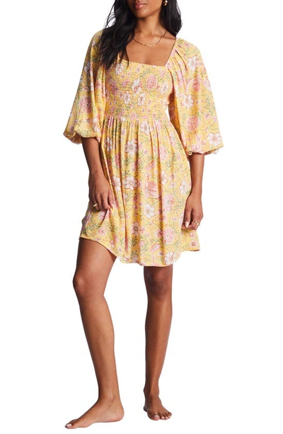 Billabong Paradise Days Floral Mini Dress In Yellow Multi