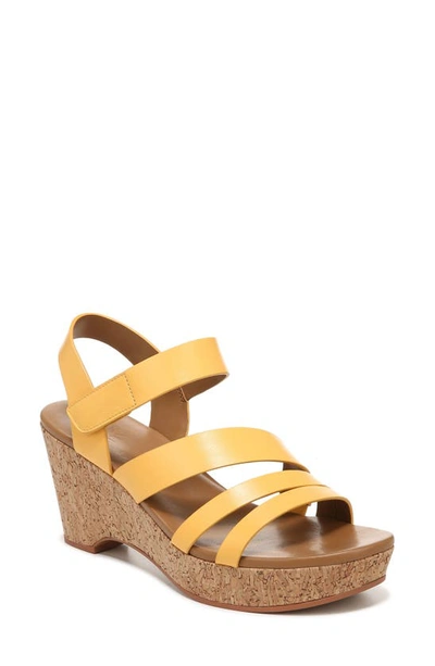 Naturalizer Cynthia Platform Wedge Sandal In Daffodil Yellow Leather