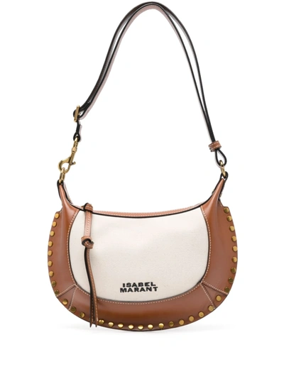 Isabel Marant Oskan Moon Leather-trim Canvas Shoulder Bag In Brown